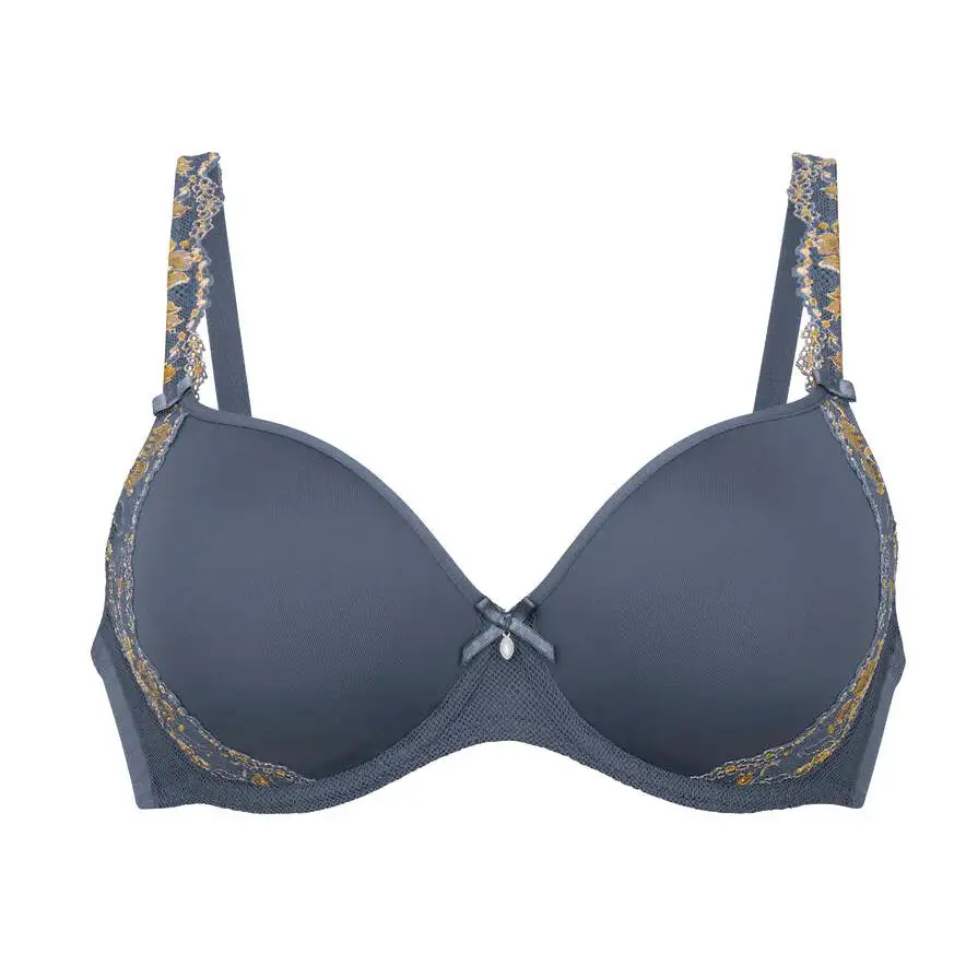 Women's Plunge Wireless Underwire Spacer Lace Decorative Stone Smoothing Bra