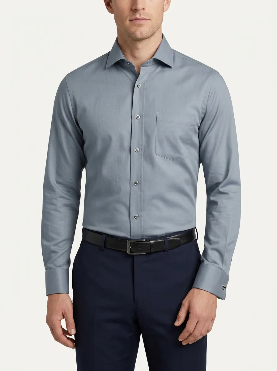 Men's Timeless Long-Sleeve Solid Dress Shirt