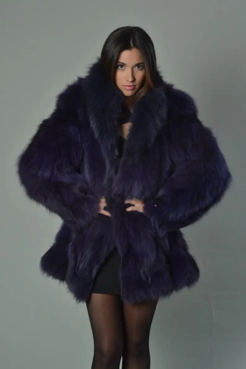 Purple Fox Fur Coat
