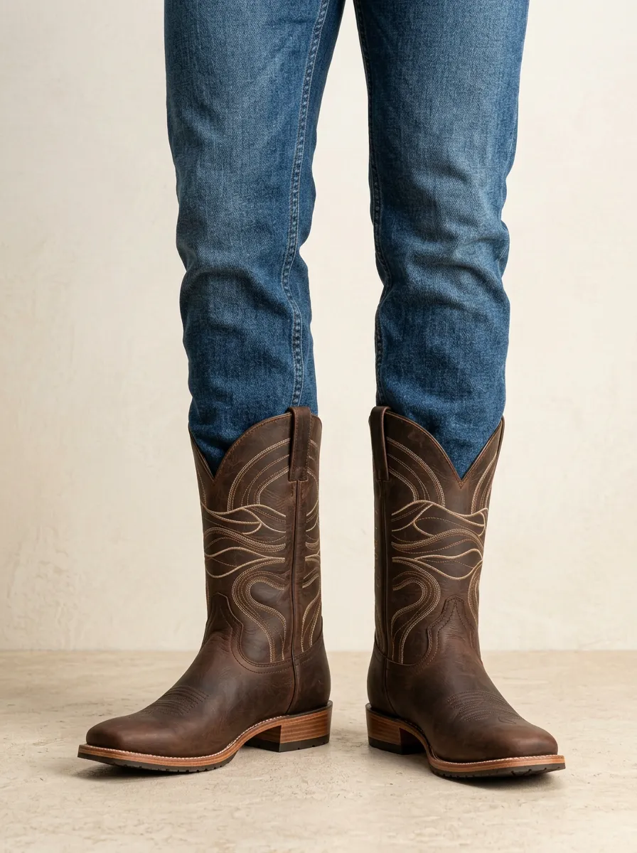 Men’s Outdoor Wear Western Embroidered Boots