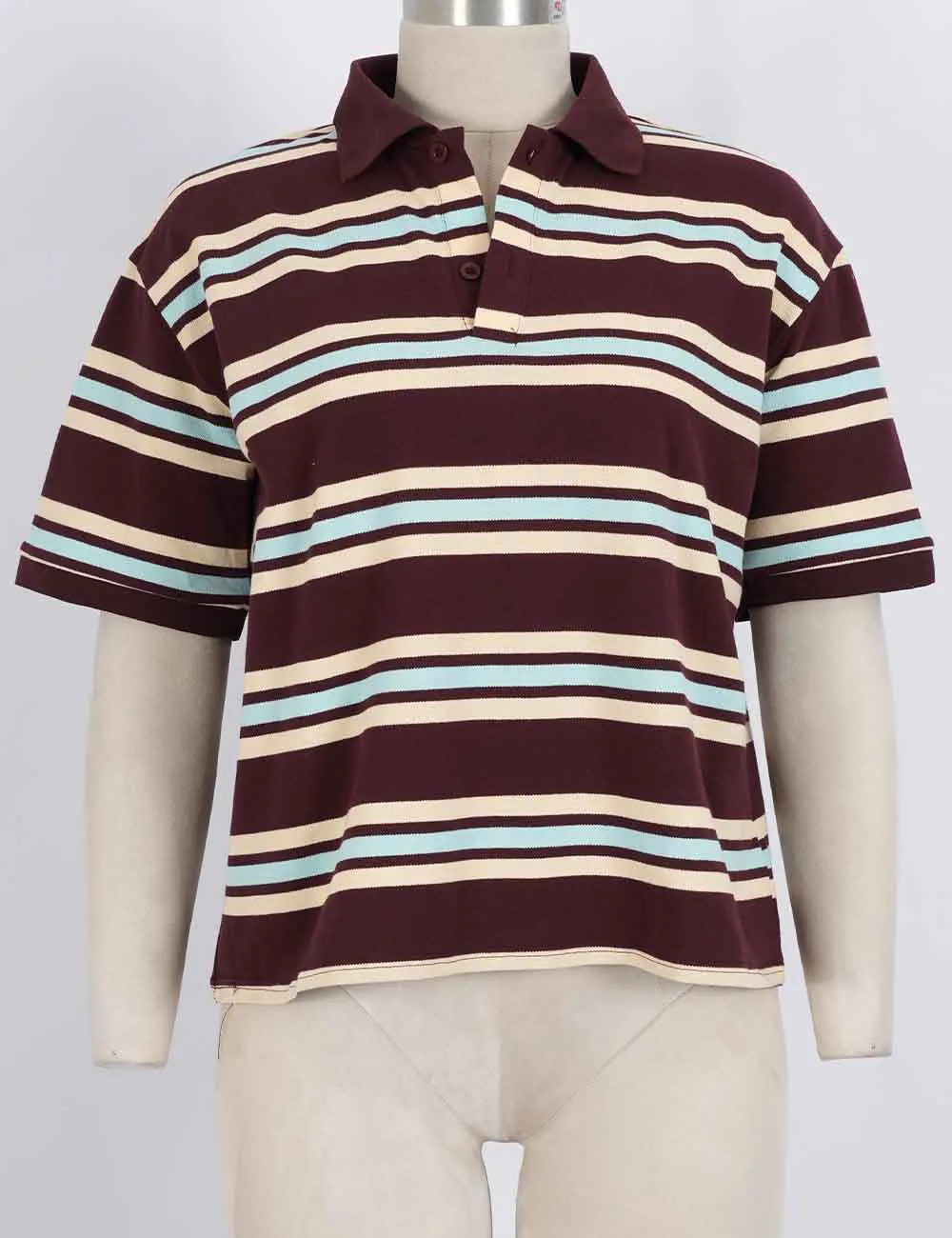 Polo Collar Short Sleeves T-shirt Top