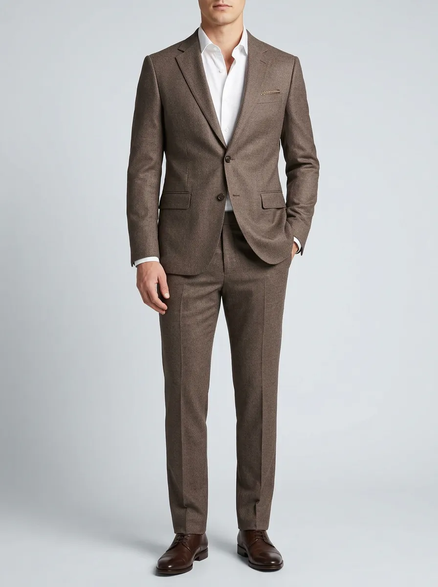 Notch-Lapel Two-Button Textured Straight-Leg Men's Two-Piece Suit Set
