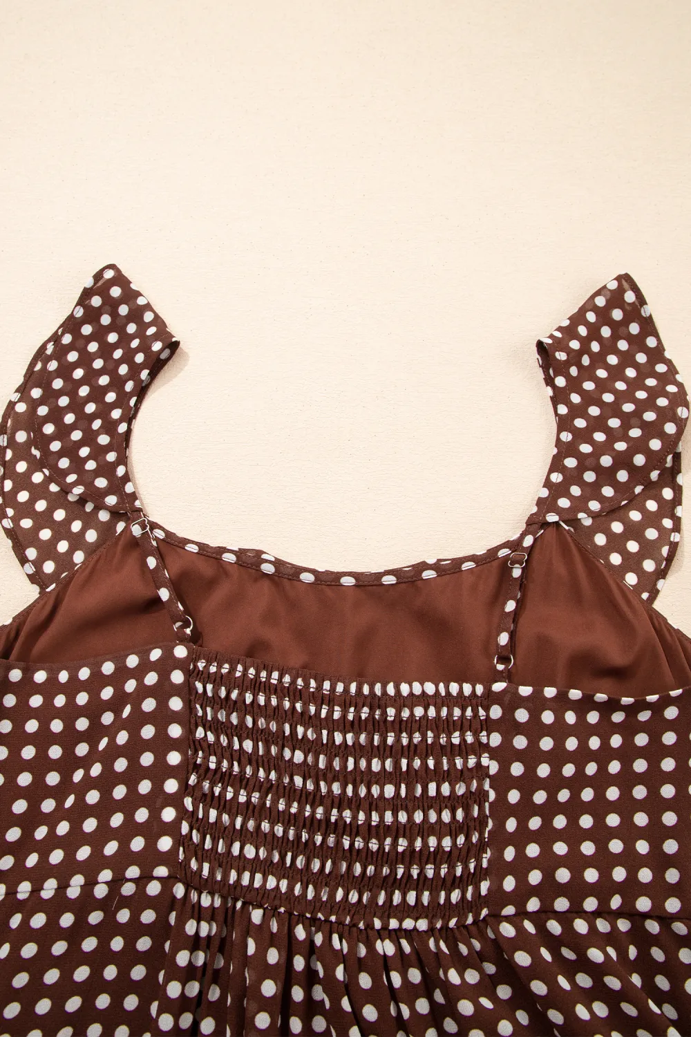 Brown Polka Dot Tiered Maxi Dress
