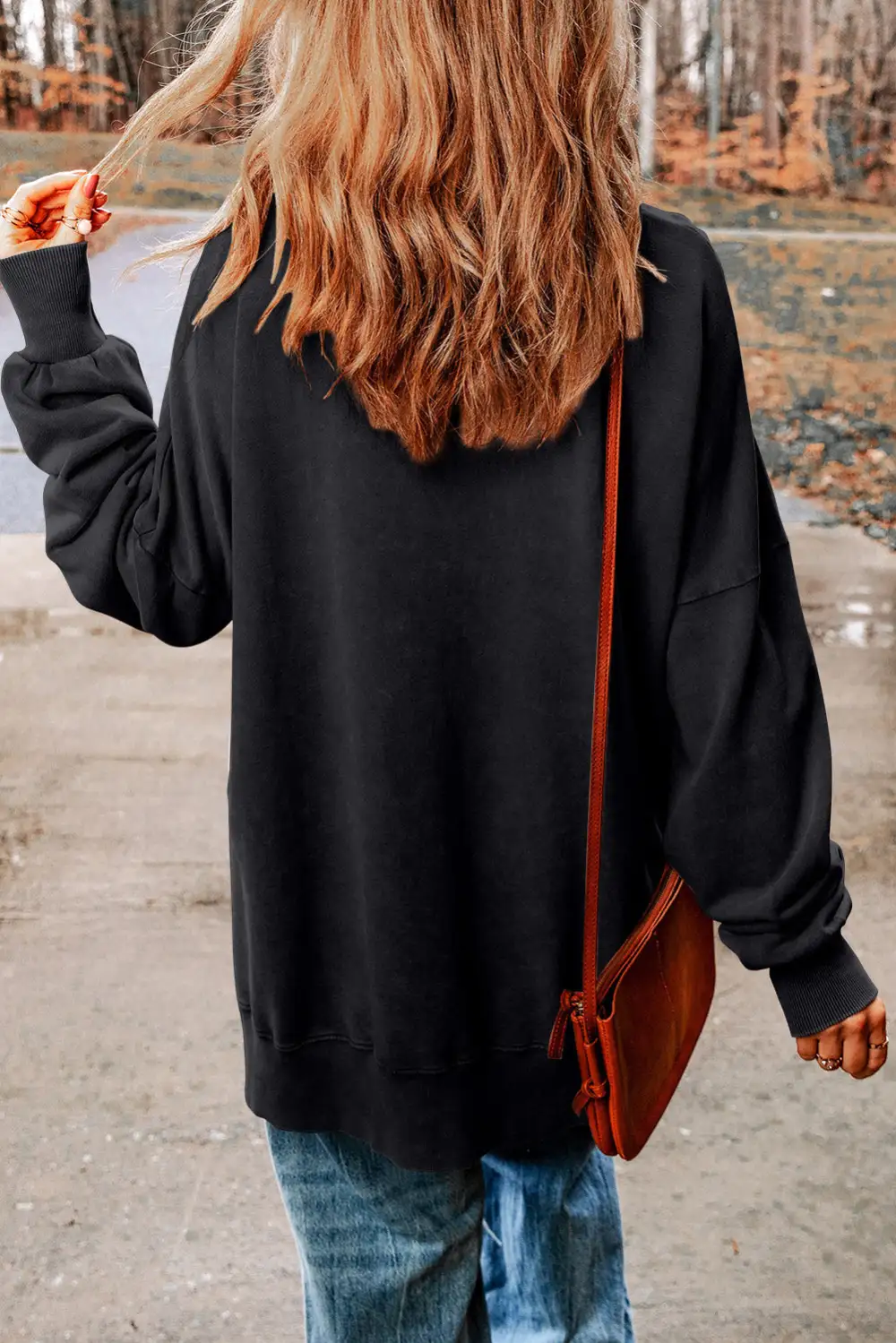 Rugby Print Side Split Relaxed Fit Sweatshirt
