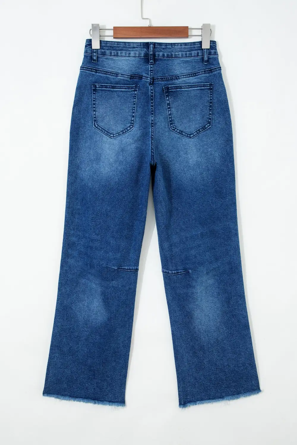 Refined Cropped Raw-Hem Frayed Straight Leg Jeans