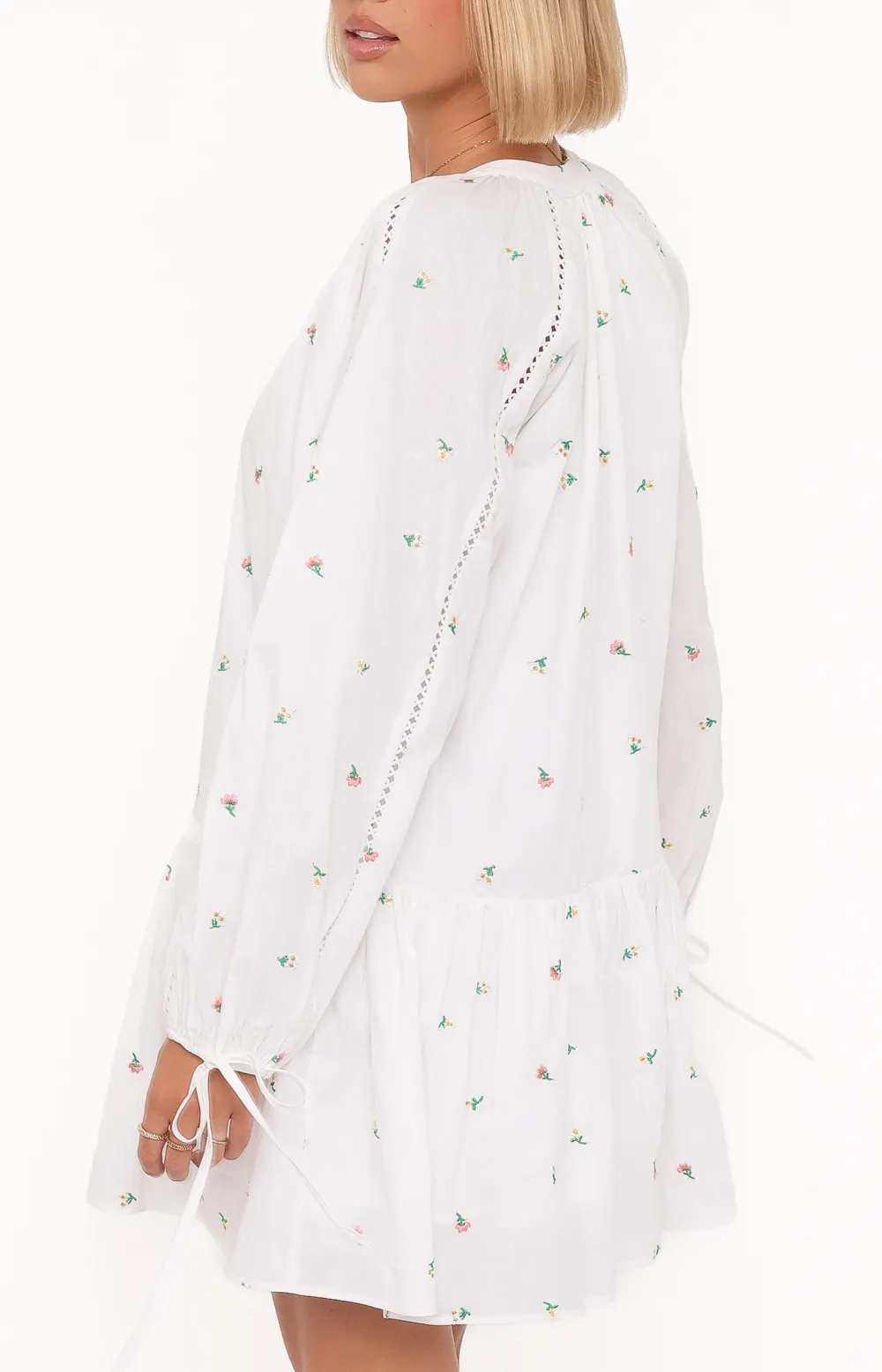 Button V-Neck Mini Dress
