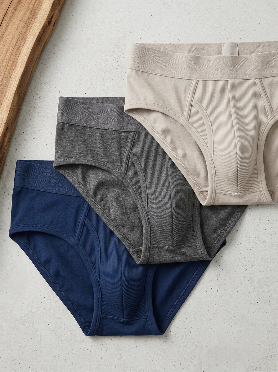 Men's Comfort Ribbed Cotton Elastic Waistband Boxer Briefs