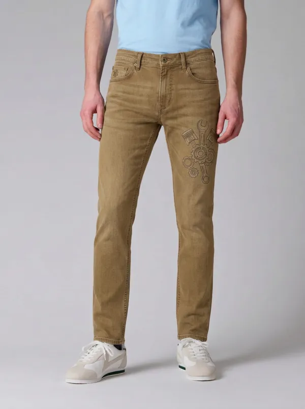 Men's Mechanic Piston Wrench Printed Stretch Jeans