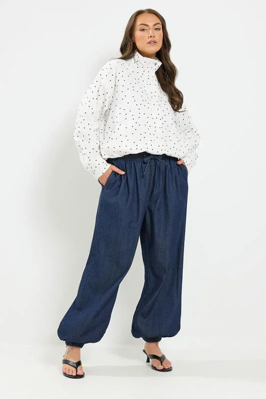White Polka Dot Funnel Neck Bomber Jacket detail 2