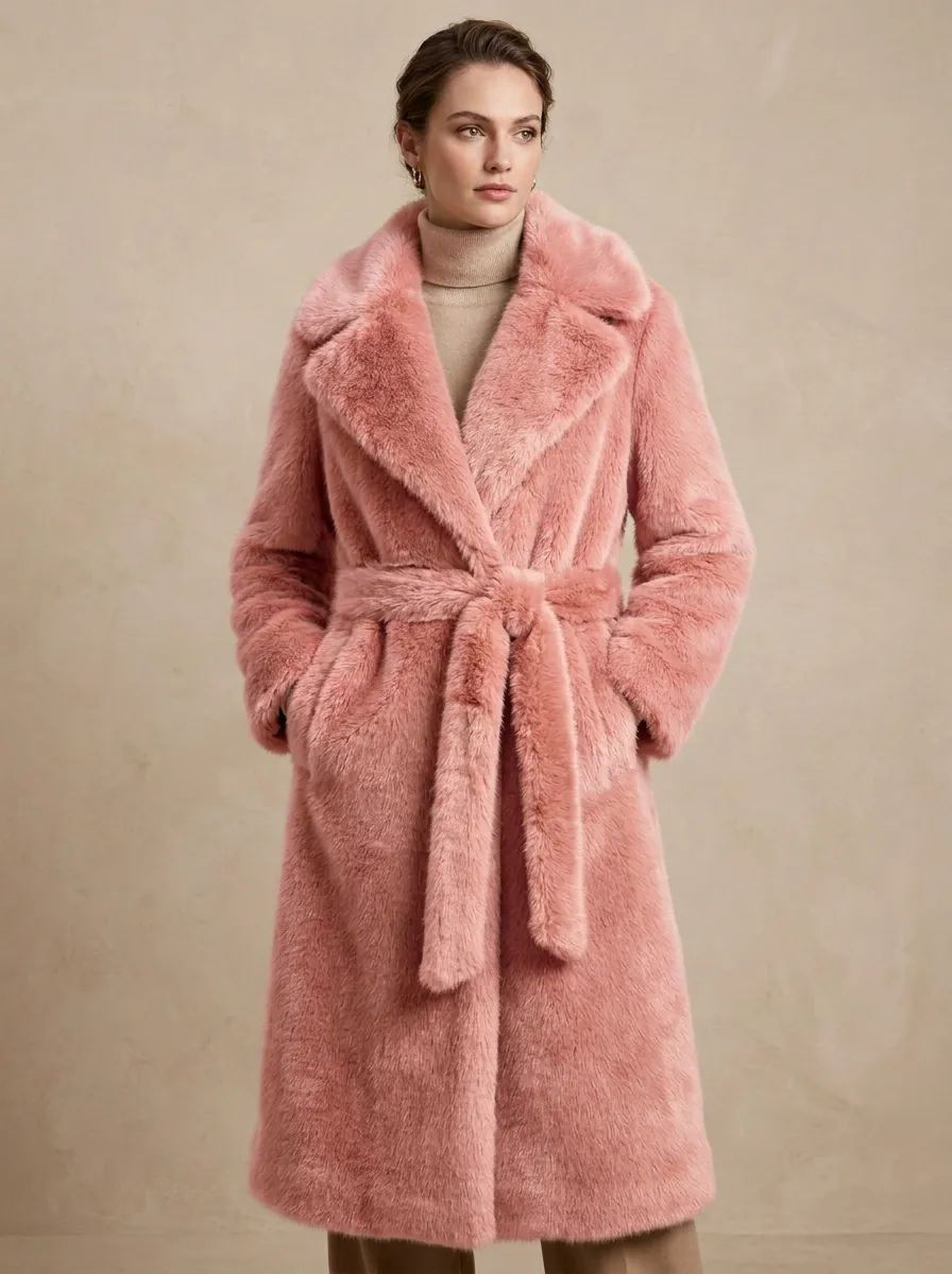 Silhouette Faux Fur Belted Coat