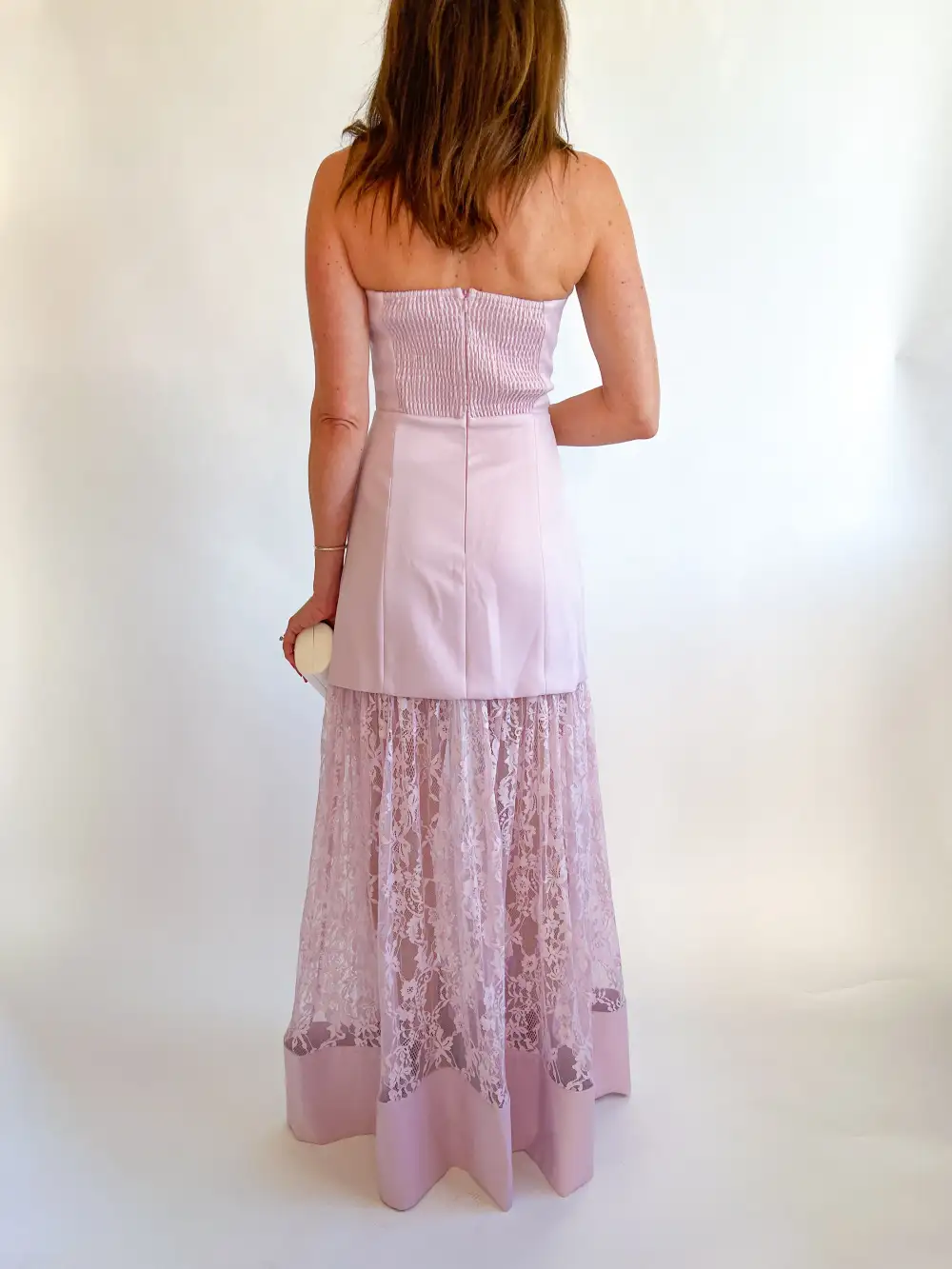 Lace Strapless Maxi Gown