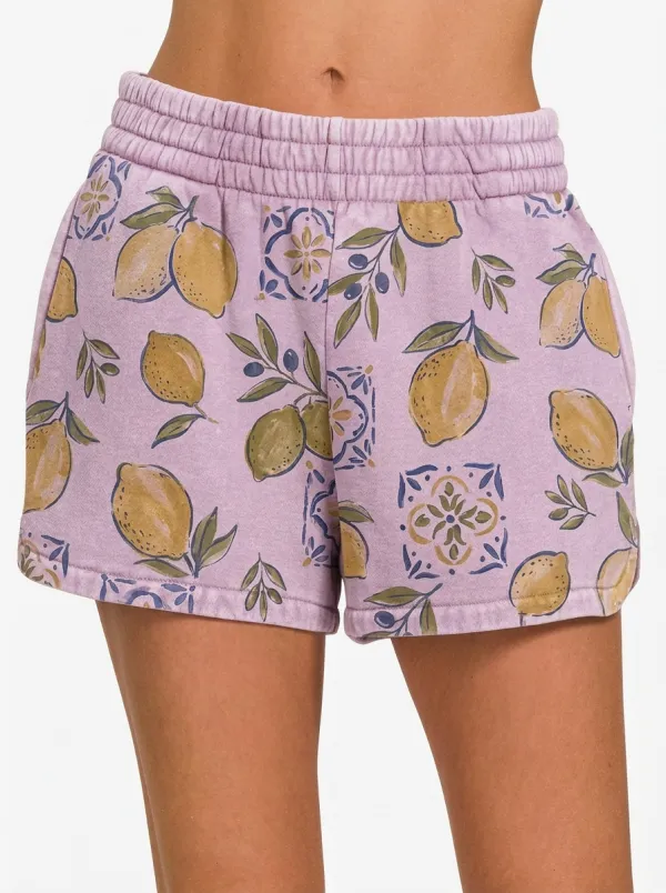 Women's Mediterranean Lemon Tile Pattern Printed Shorts