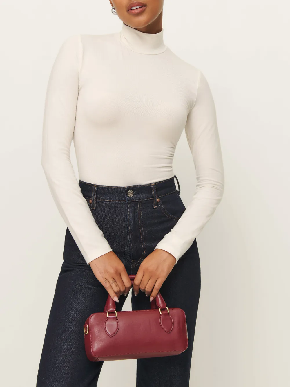 Mock Neck Slim Fit Long Sleeve Top