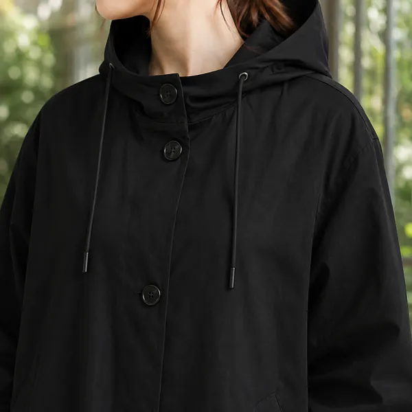 Hooded Calf-Length Overcoat