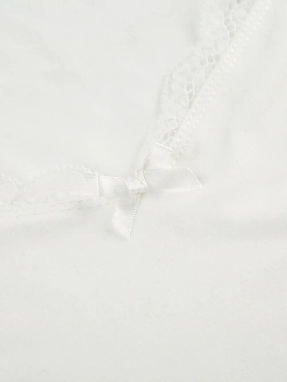 Short-Sleeve Bow-Detail Lace-Detail Cotton T-Shirt