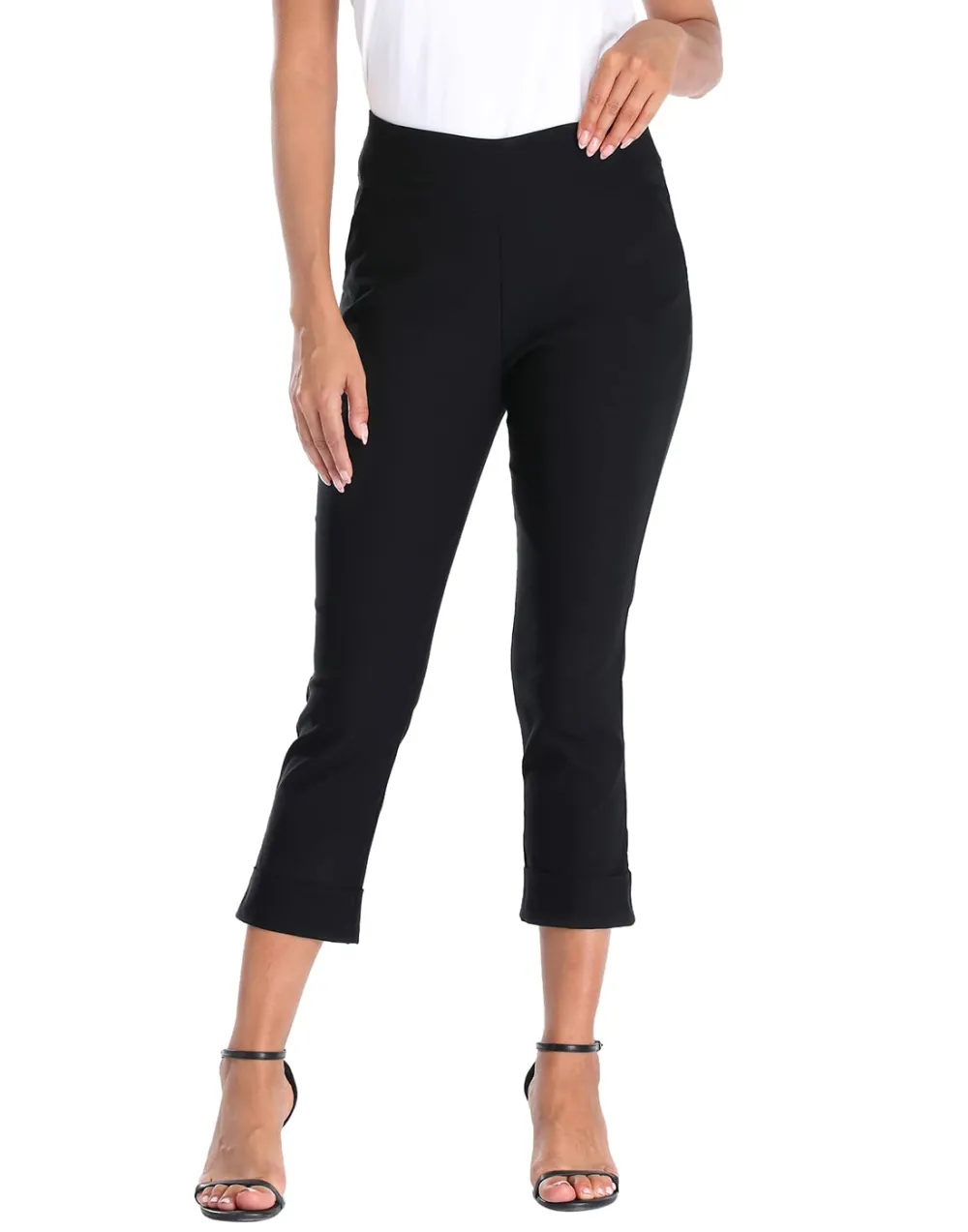 Women's Pull-On Capri Pants Stretch Straight Leg Trouser