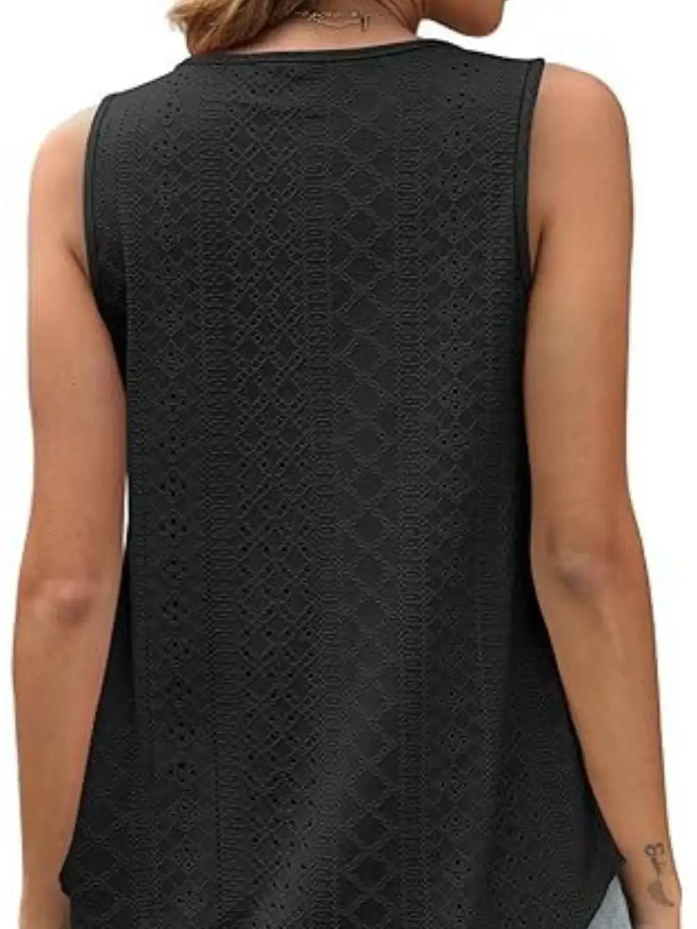 Scoop-Neck Eyelet Tank Top