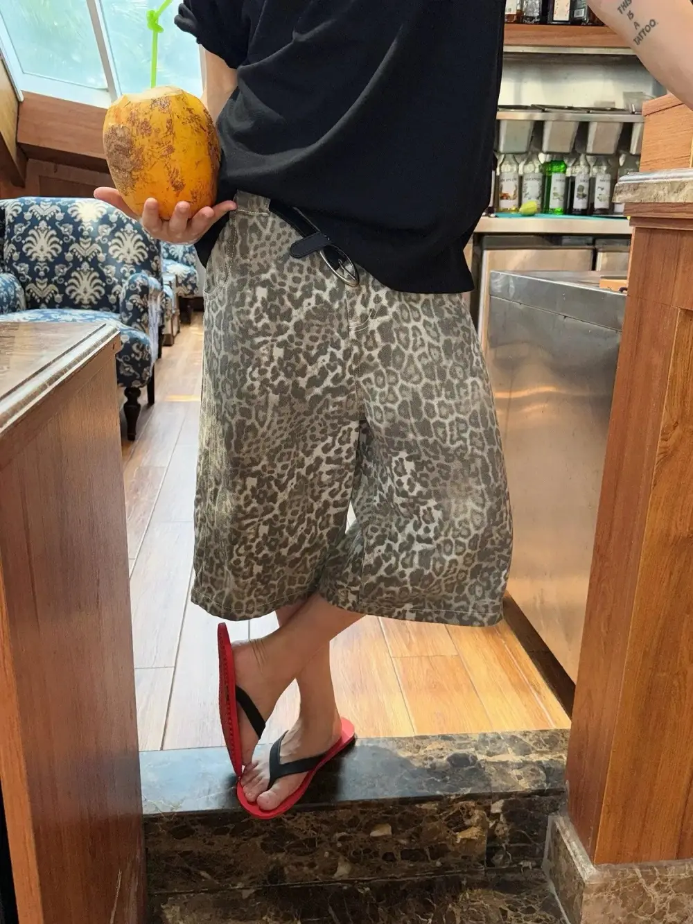 Faded Leopard Print Shorts