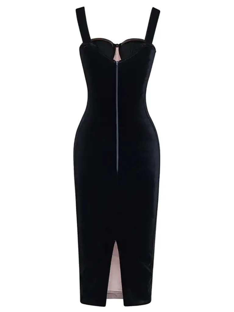 Velvet Corset Mesh Evening Gown