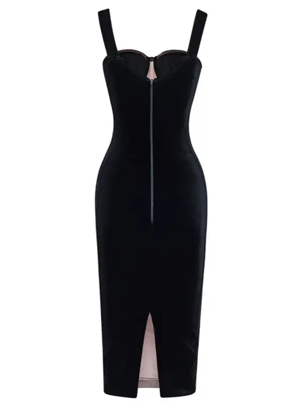 Velvet Corset Mesh Evening Gown