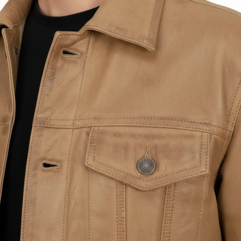 Leather Biker Trucker Multi Pocket Jacket