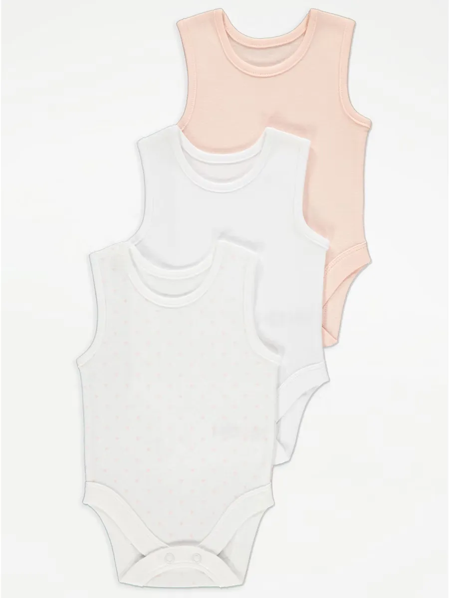 Pink Sleeveless Bodysuits 3 Pack