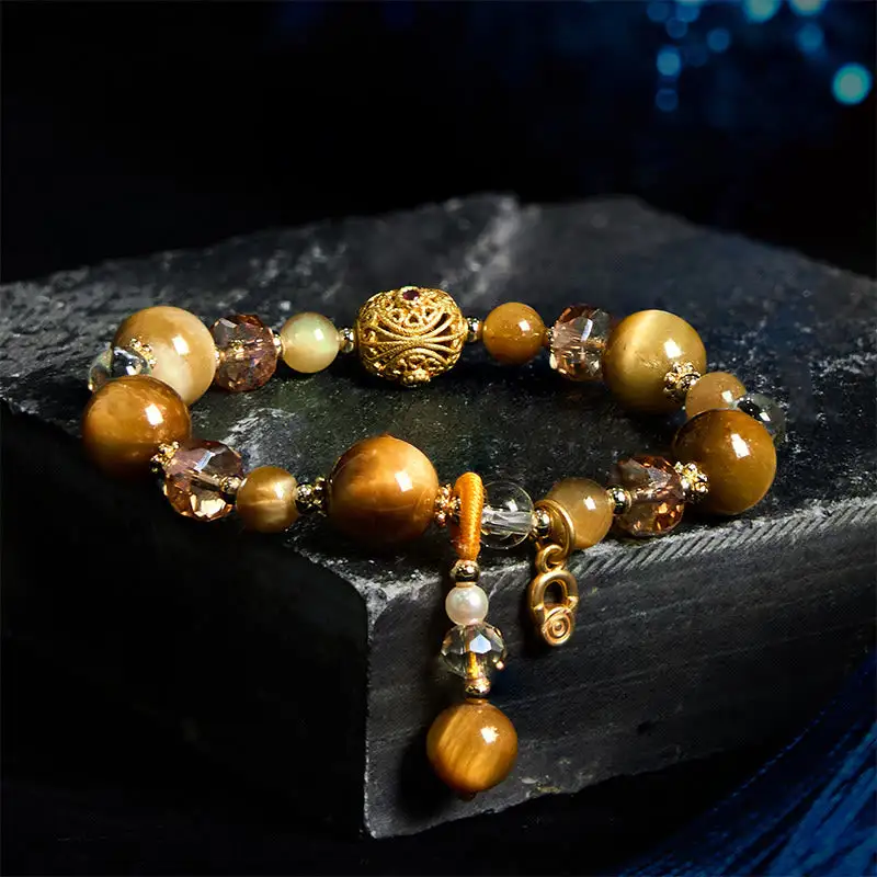 Natural Tiger Eye Beads Weight Bracelet