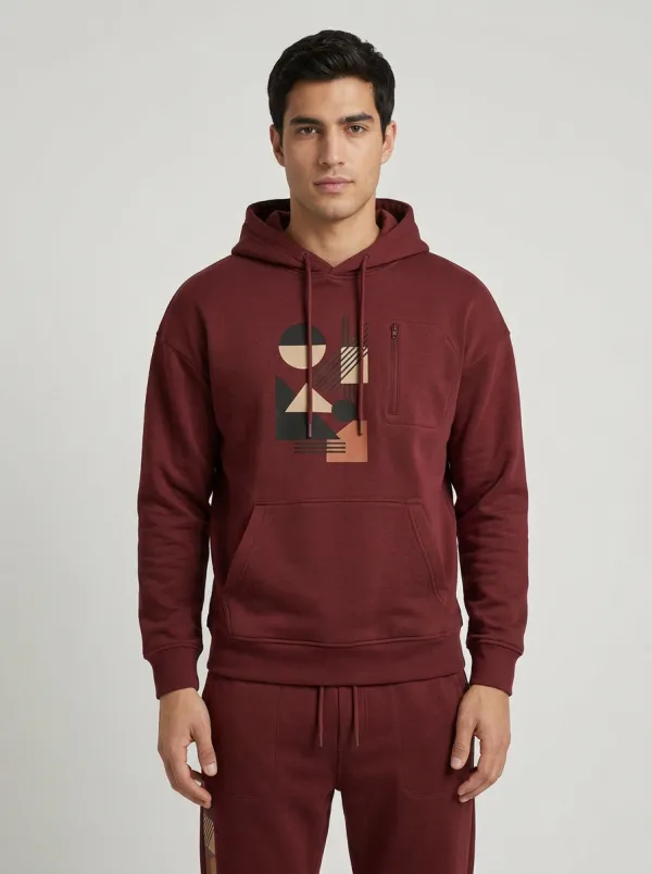 Men's Geometric Abstract Art Printed Hoodie Jogger Set