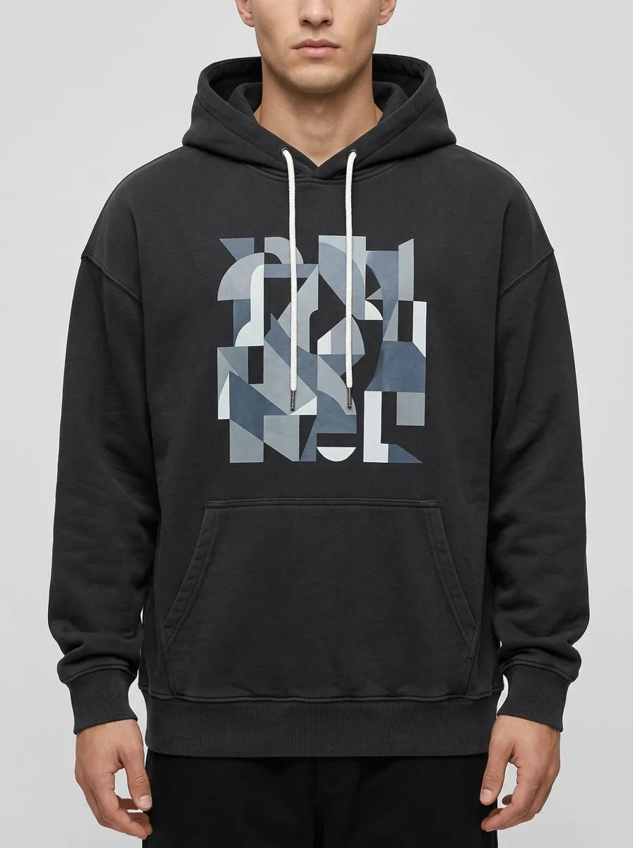 Men's Abstract Art Geometric Pattern Print Hoodie