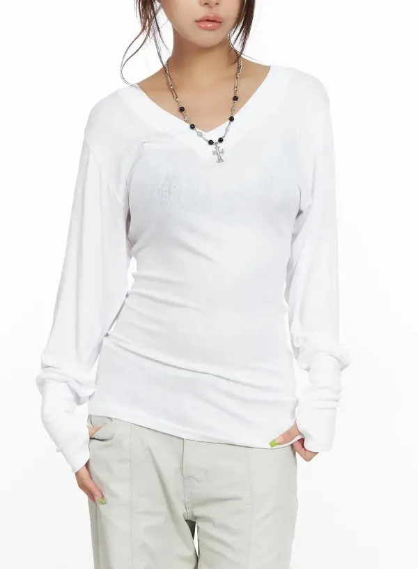 V-Neck Long Sleeve Tee