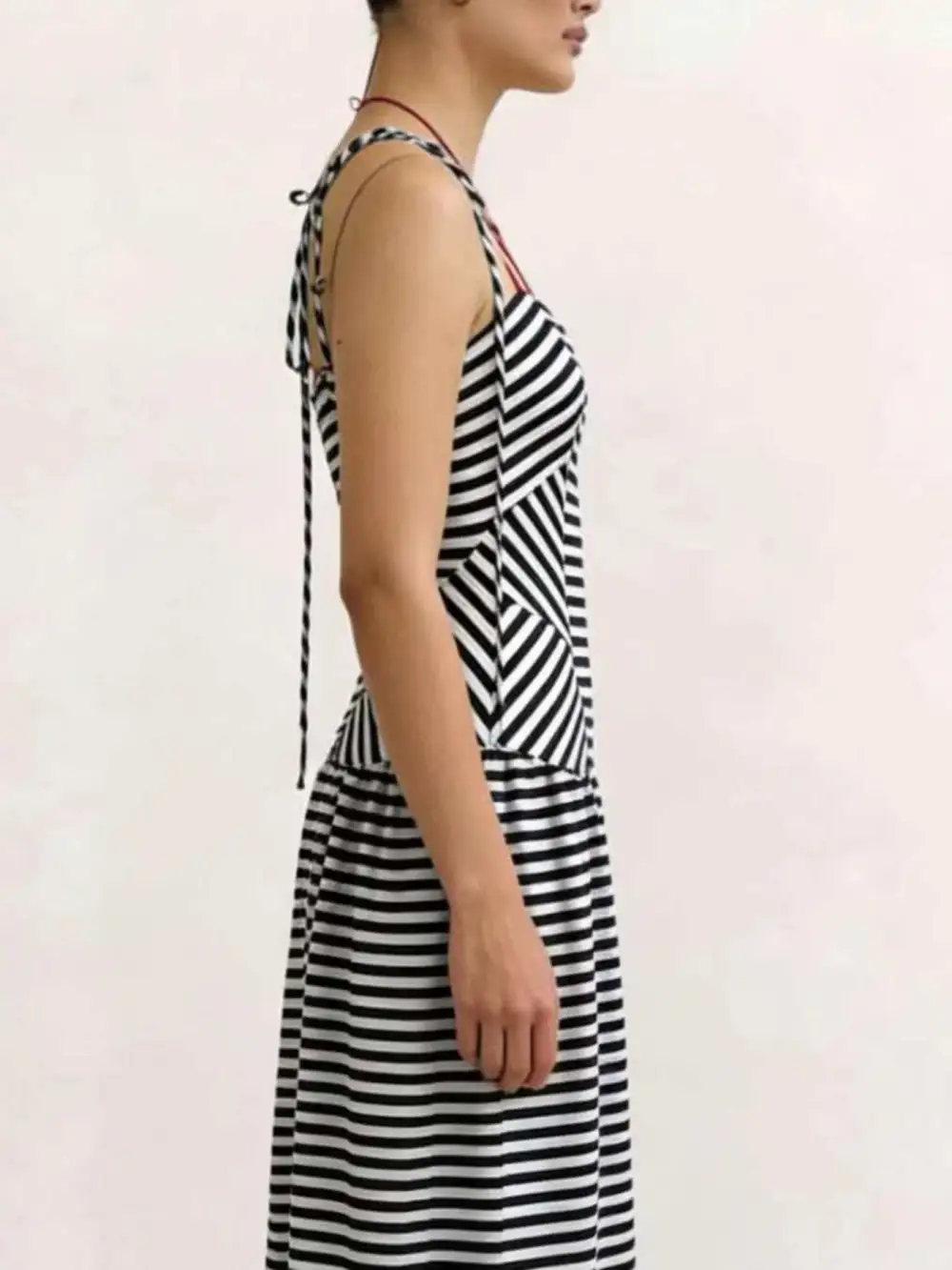 Striped V Neck Maxi Dress