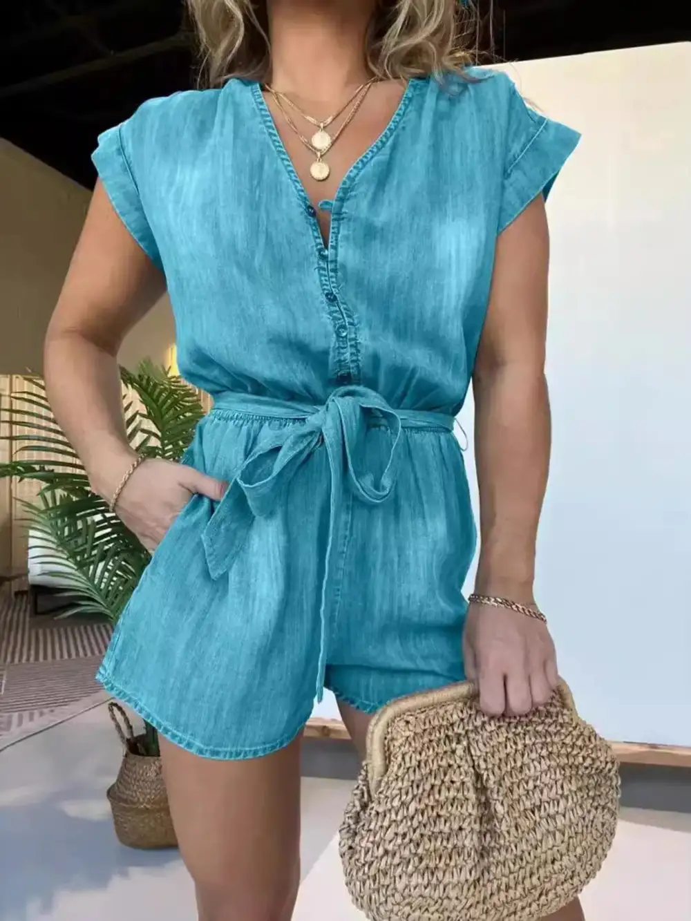 Everyday Denim Jumpsuit Romper