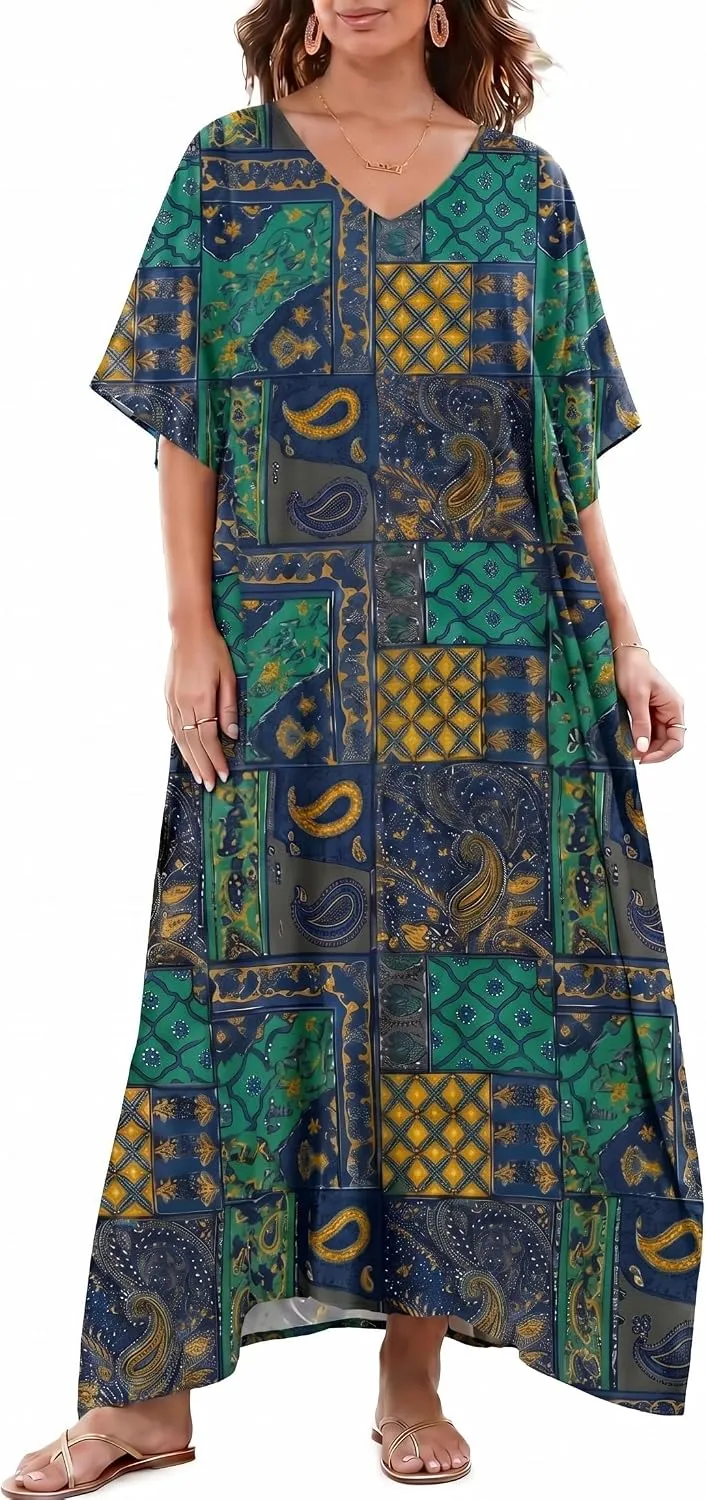 Women Moomoo Dress Beach Cover Ups for Women Long Kaftan Nightgown Muumuu Plus Size Caftan