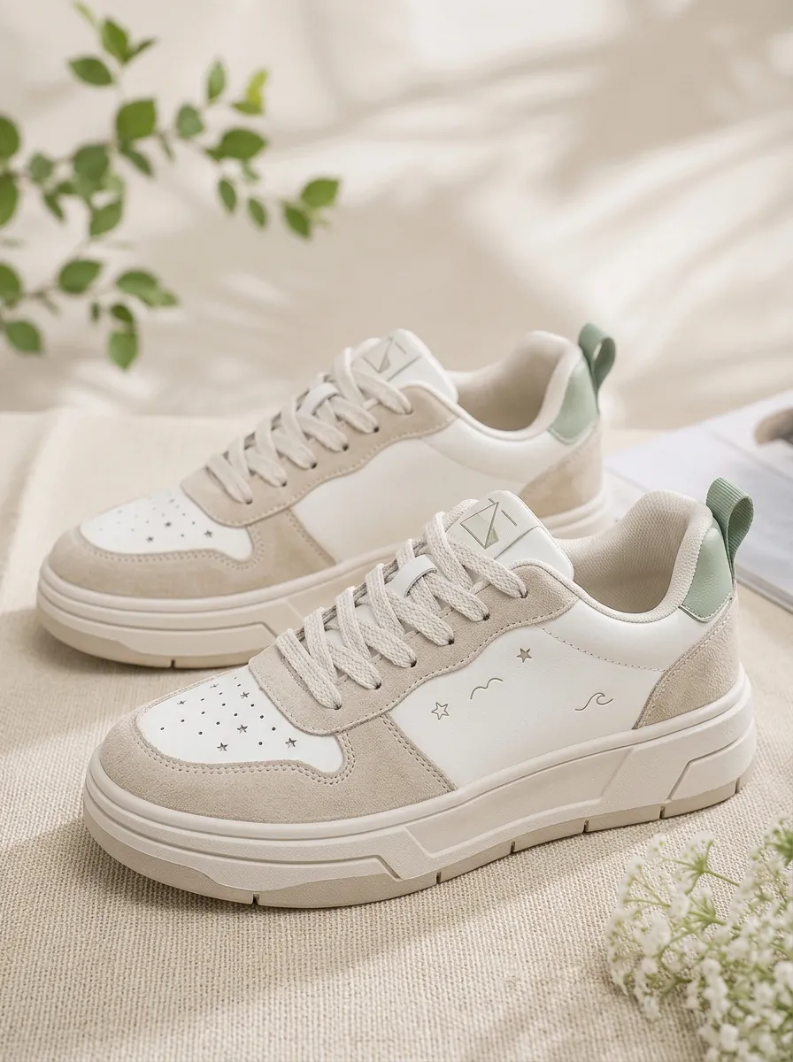 Men's Minimalist Star Wave Pattern Printed Sneakers