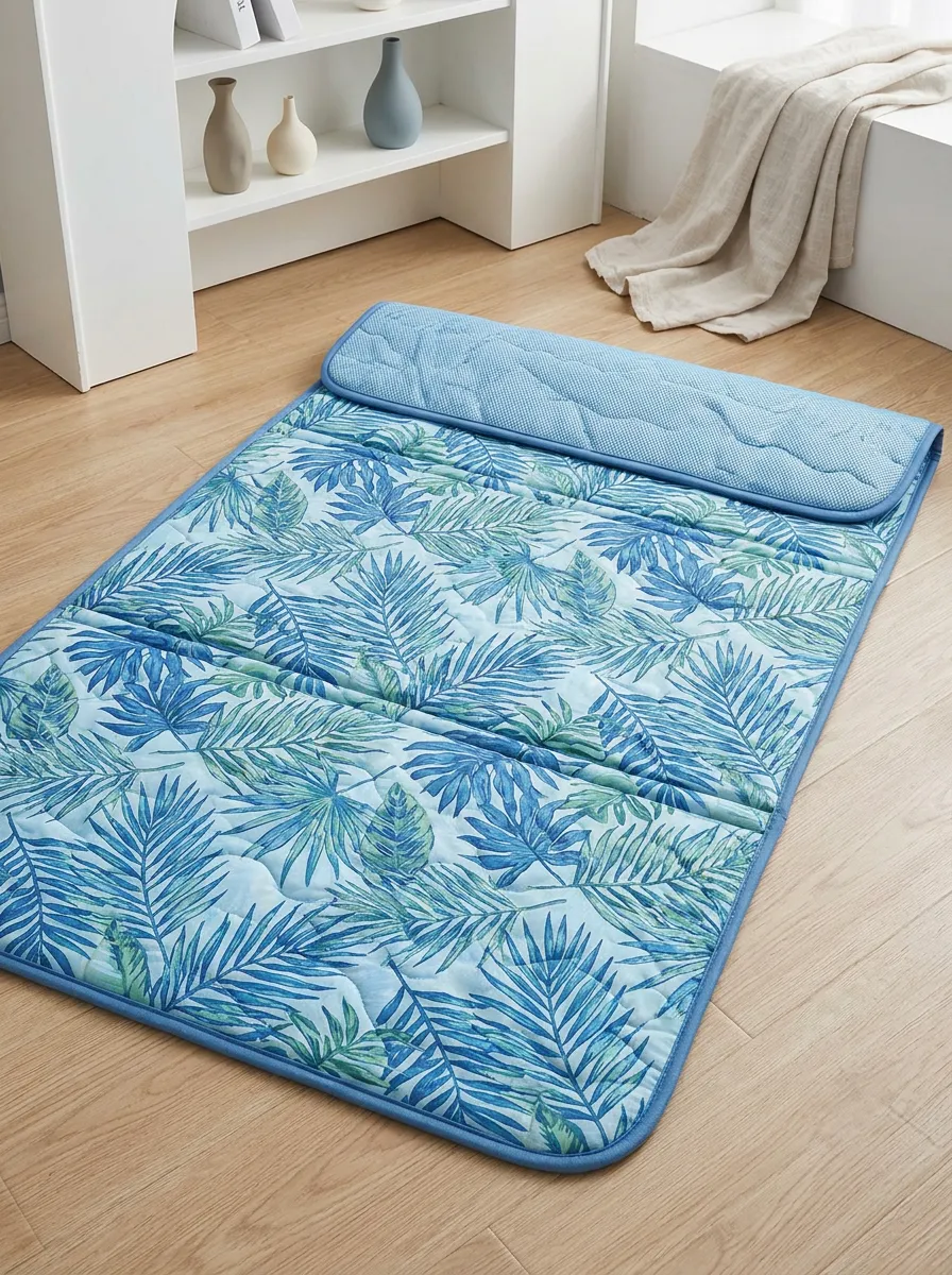 Foldable Summer Cooling Tropical Leaf Pattern Cooling Mat