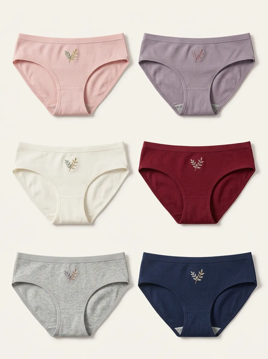 Women's Center-Leaf Embroidered Classic Brief Set