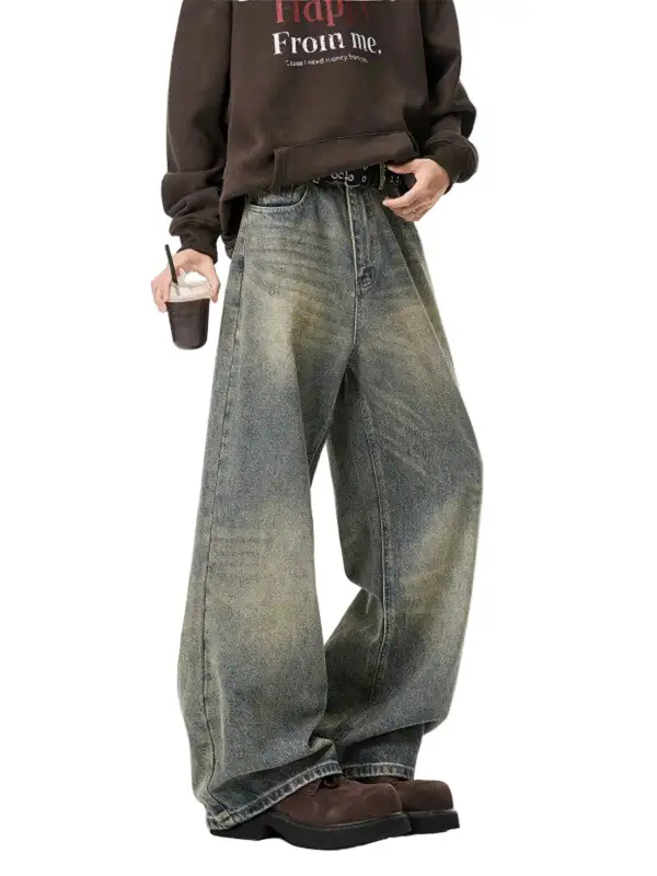 Vintage-Wash Faded Straight-Leg Jeans