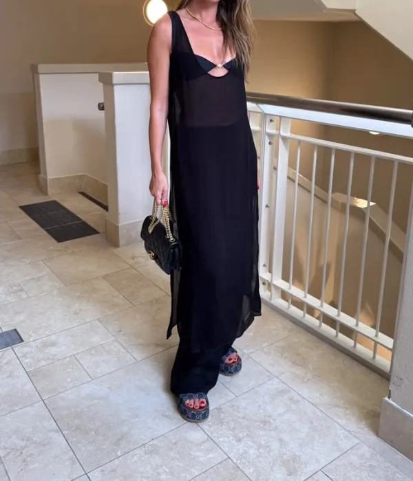 Black Sheer Tunic Dress