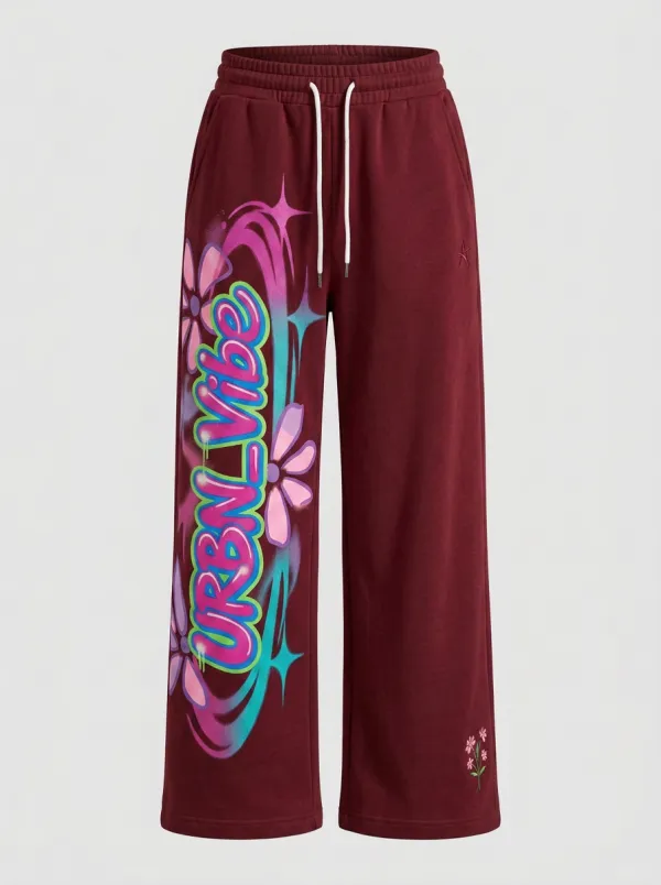 Women's Streetwear Urban Vibe Flower Graffiti Printed Sweatpants