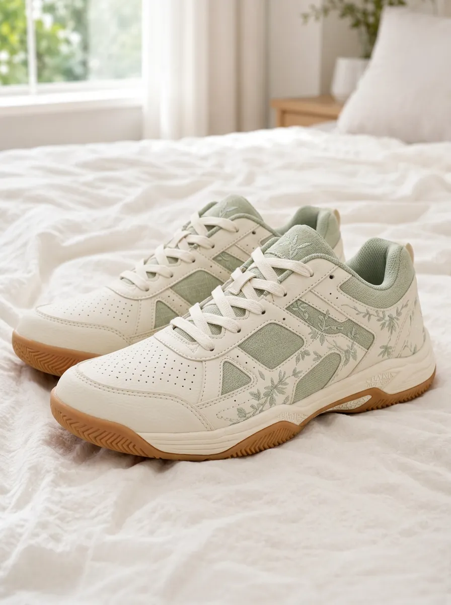 Women's Sage Green Floral Botanical Printed Sneakers