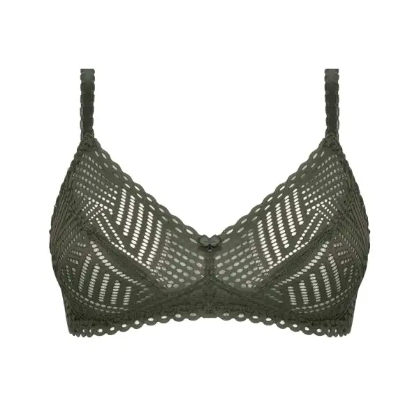 Women's Wireless Lace Geometric Bra