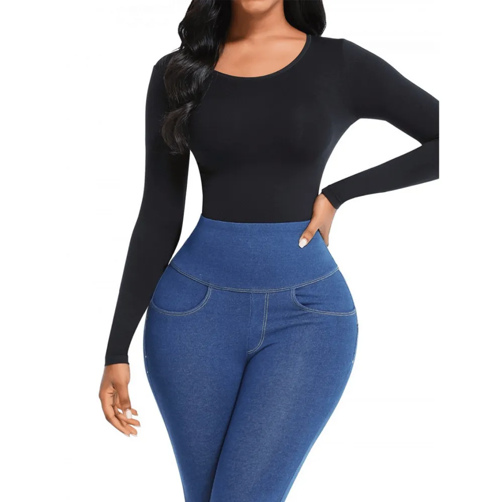 Round Neck Long Sleeve Shaping Bodysuit