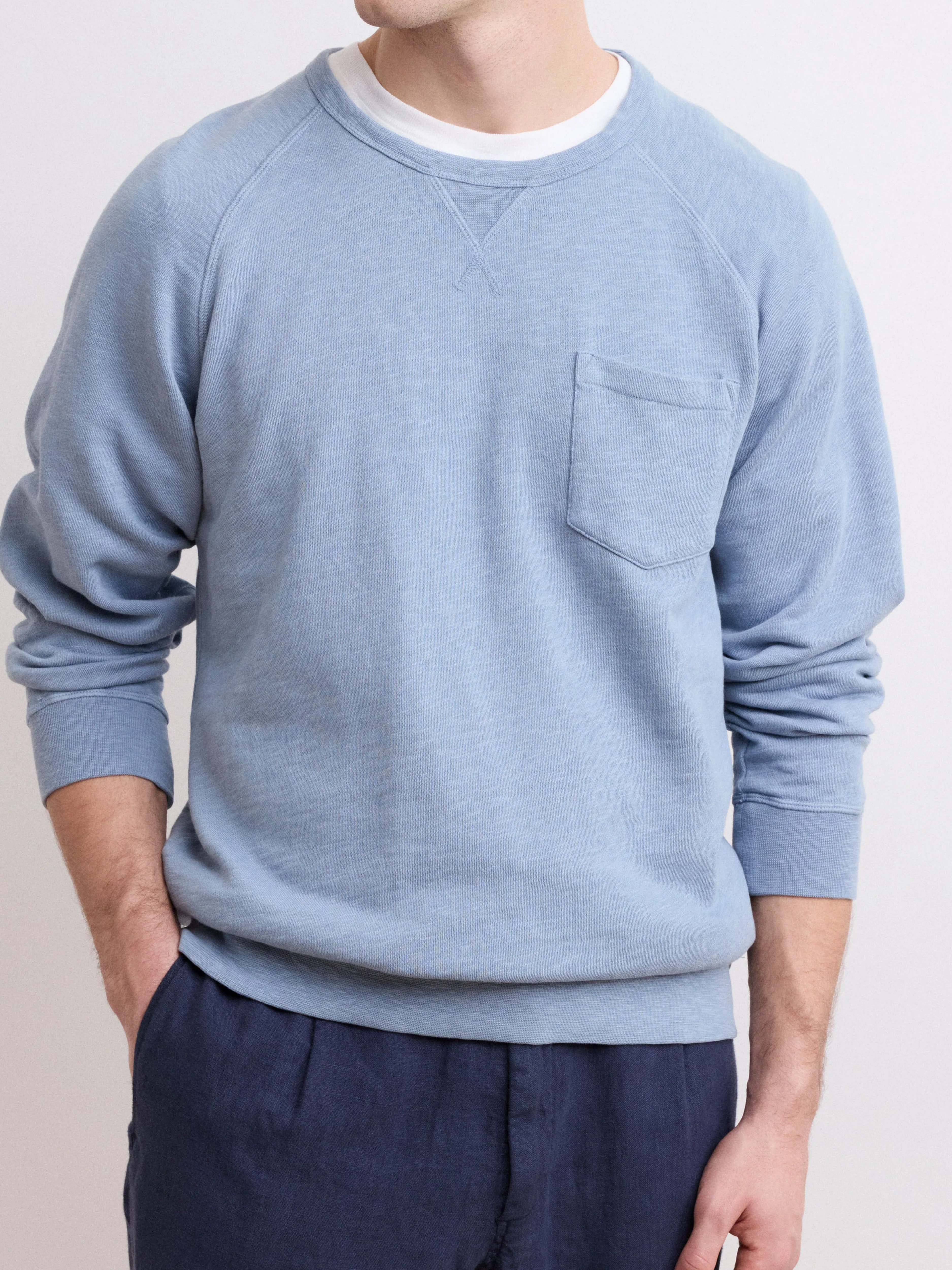 Men's Blue Crew Neck Sweater