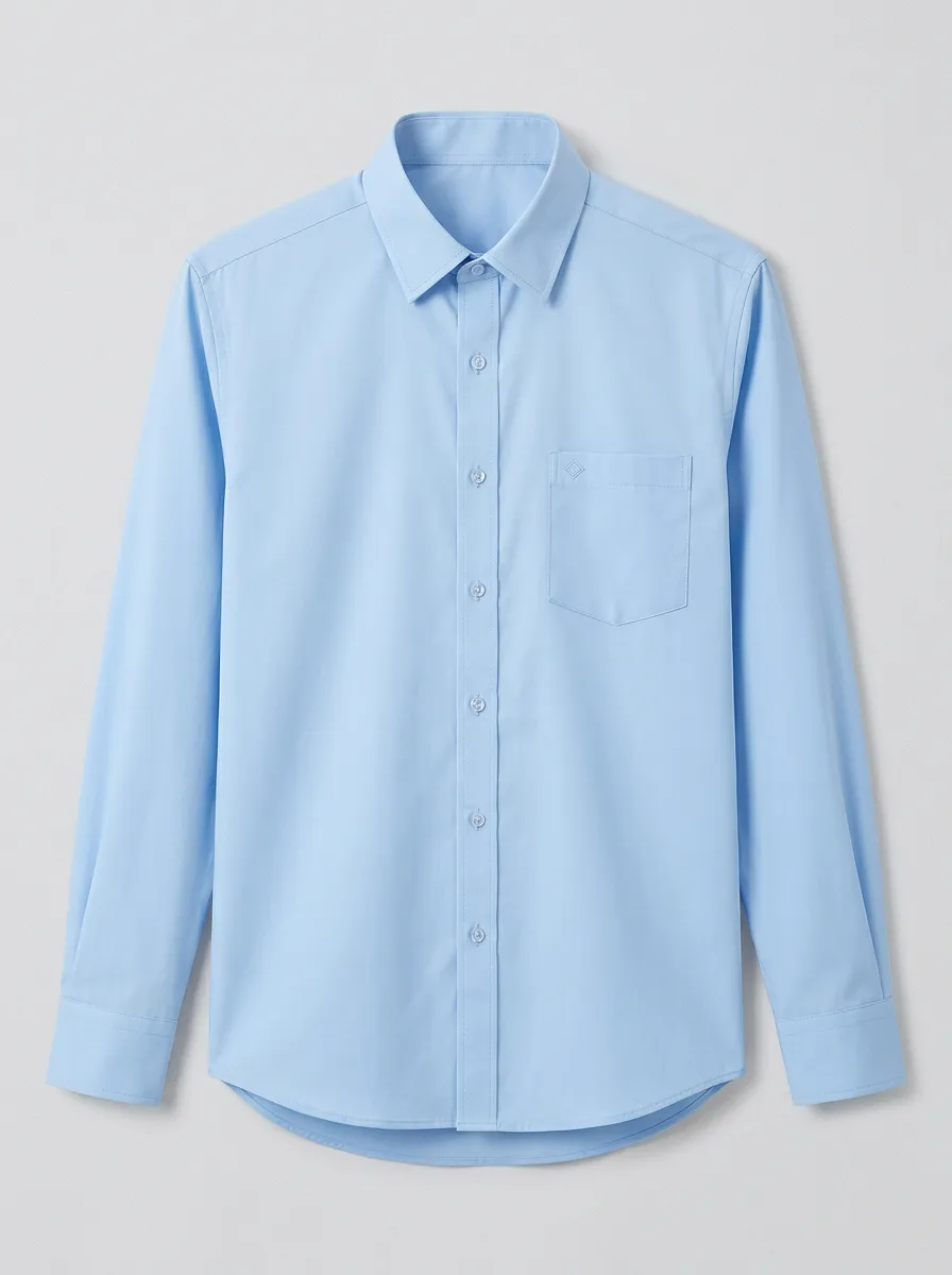 Men's Non-Iron Cotton Solid Light Blue Long Sleeve Shirt