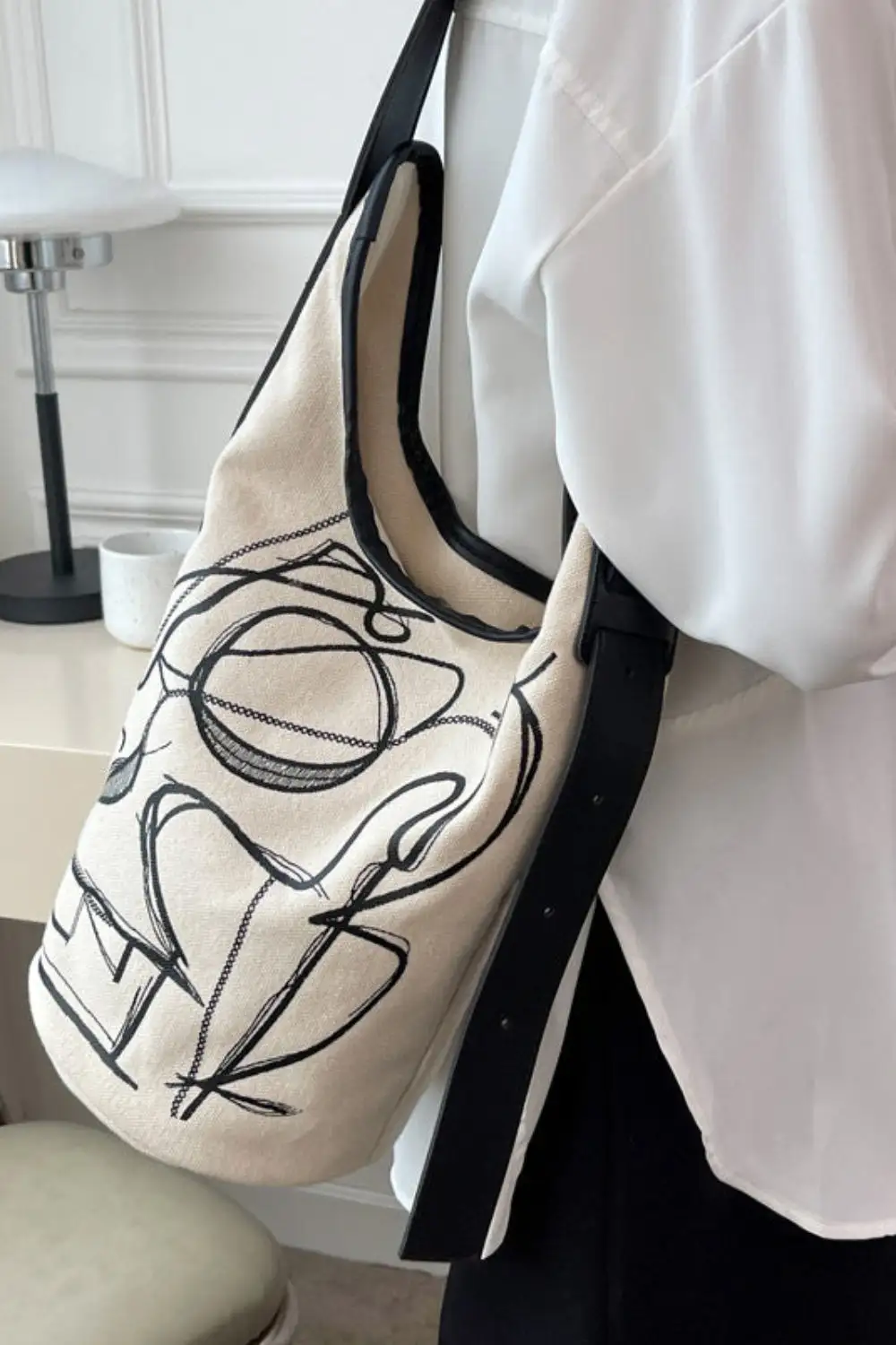 Urban Accessory: Trendy Canvas Bucket Messenger Bag