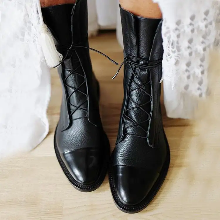 Leather Lace Up Ankle Everyday Boots