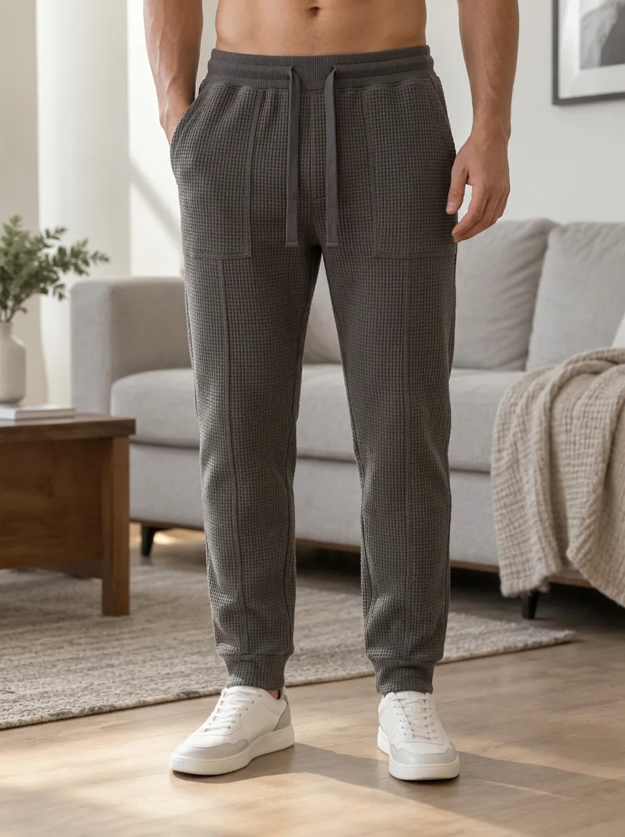 Men's Waffle Knit Joggers Drawstring