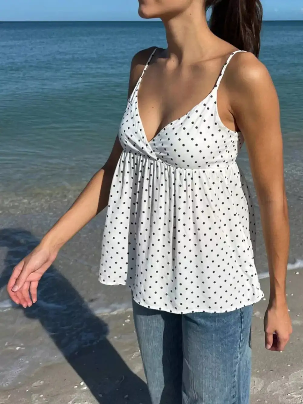 Dot V-Neck Flowy Cami
