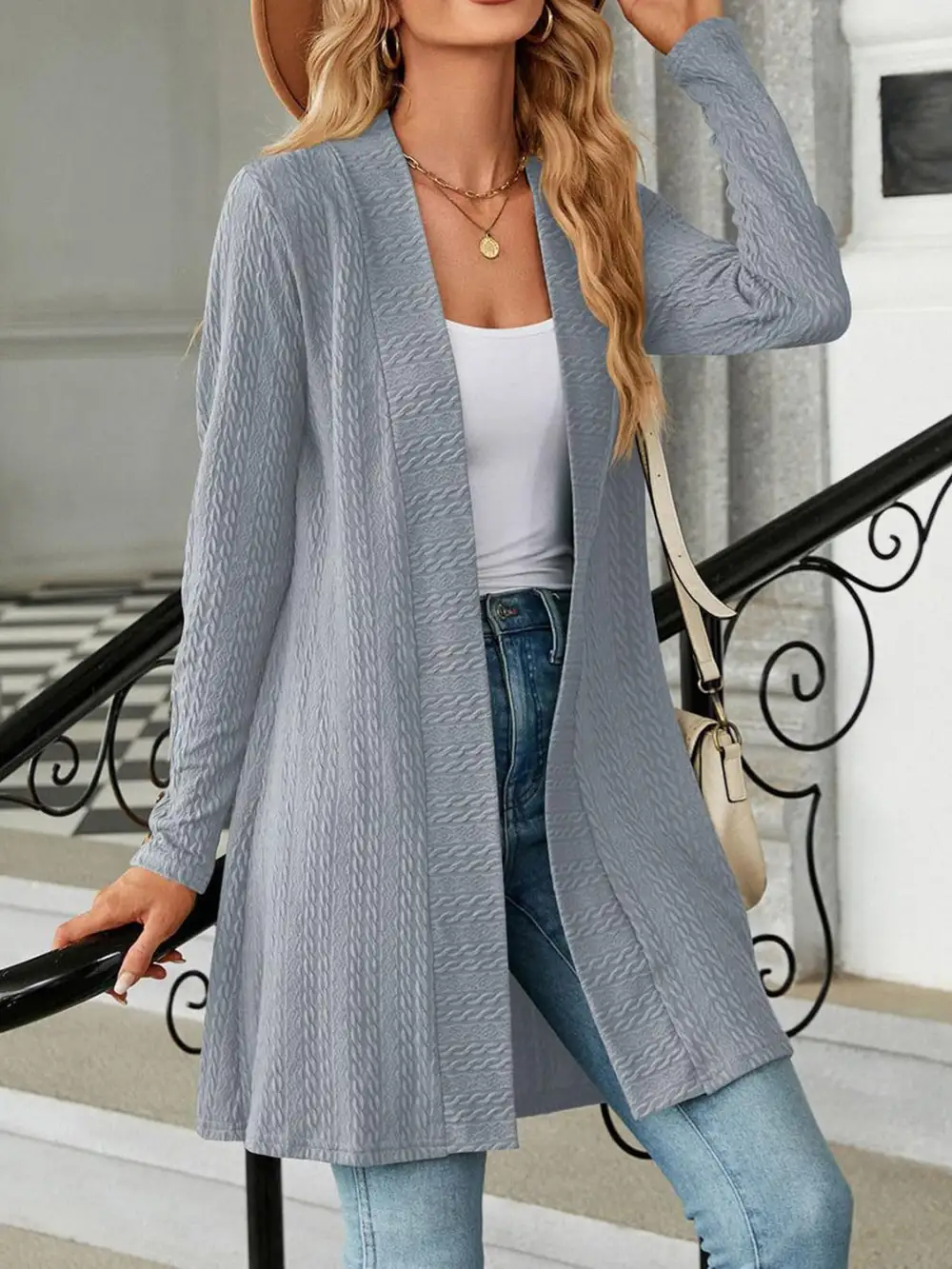 Open-Front Long-Sleeve Cardigan