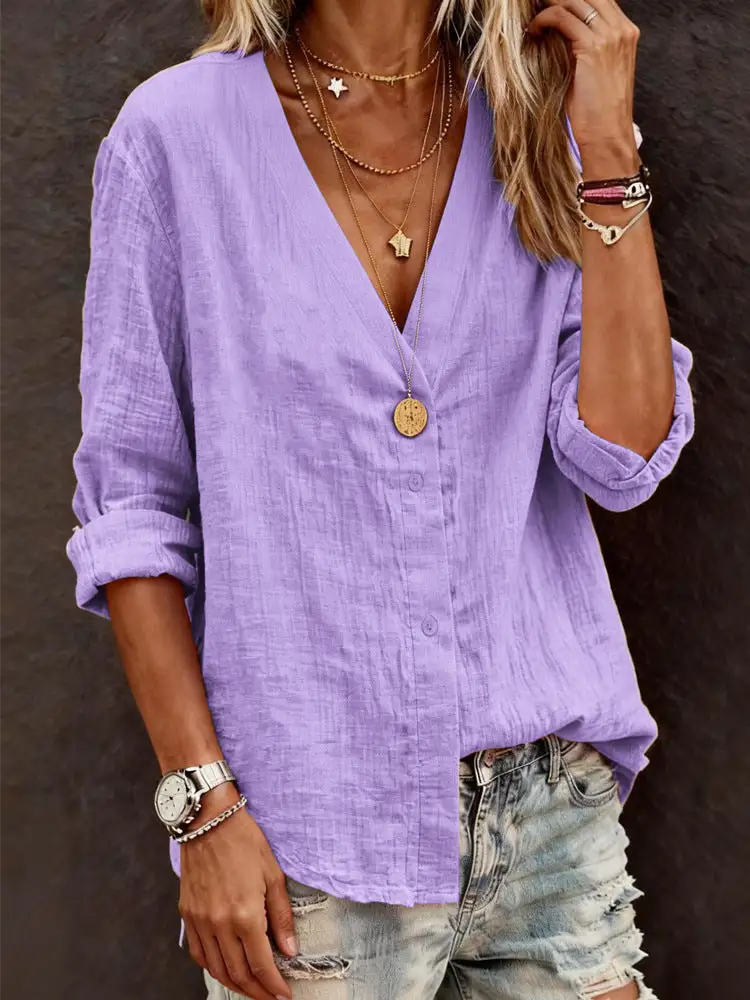Tailored V-Neck Blouse